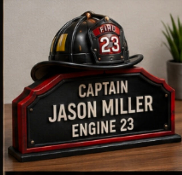 Personalized Firefighter Desk Plate